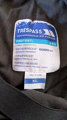 Salopettes Black Trespass Protekt+ (XL) Foto 1 de 3