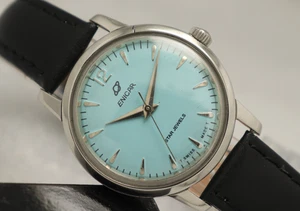 Used Enicar Star Jewels Manual Winding Swiss Made Turquoise Dial Unisex Watch. - Picture 1 of 7