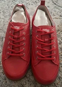FitFlop Supertone Blaze Red Leather Comfort Sneakers Shoes 114-002 Womens Sz 10 - Picture 1 of 7
