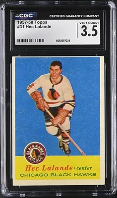 1957-58 Topps #31 Hec Lalande Chicago Blackhawks - Rookie Card - CGC 3.5 VG+  - Image 1 of 2
