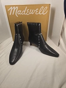Madewell The Dimes Kitten-Heel Boot In Studded Leather Womens Sz 10.5 Black NIB - Picture 1 of 8