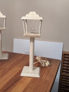 Vintage Weihnachten beleuchtete Lampe Post Dekoration mit Glimmer 12" funktioniert Holz - Bild 1 von 4