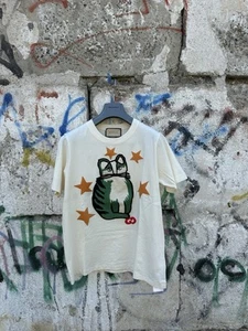 Gucci Kitten Shirt Embroidered Cat Short Sleeves 2503-Nextarrow Size L - Picture 1 of 12