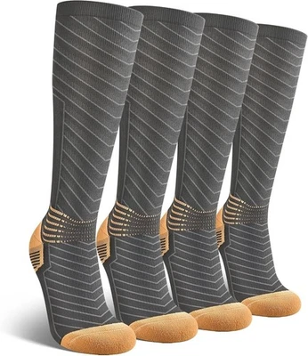 IRAMY Copper Compression Socks for Men Women 15-20 mmHg Medium, Grey-2 Pairs  - Image 1 of 4