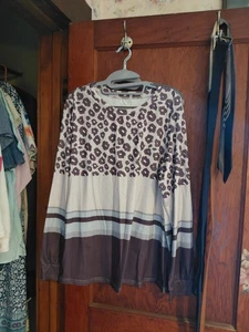 Leopardenmuster mit festen Streifen Damen Pullover XL Top Zustand  - Bild 1 von 2