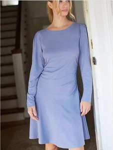 Anthropologie Daily Practice gerafftes Kleid Größe XS blau Langarm neu 98 $ Etikett - Bild 1 von 7