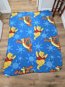 Vintage 90er Disney Winnie Puuh Fleece Überwurf Decke 46x63 - Bild 1 von 5