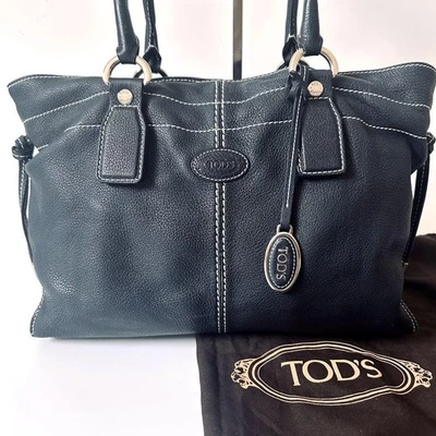 TOD'S 手提包 托特包 钱包 皮革 深海军蓝 正品 — 第 1/4 张图片