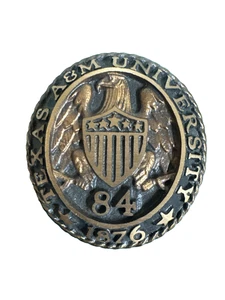 Texas A&M University Ringcrest Briefbeschwerer Klasse von 1984 84 Vintage massiv Messing - Bild 1 von 3