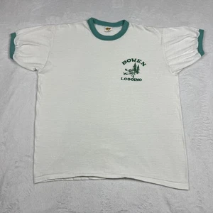 VTG 70s Russell Athletic Ringer Shirt Large White/Turquise Bowen Logging USA - Picture 1 of 16