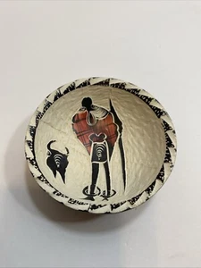 Kenya’s tribal trinket dish hand carved handpainted soapstone jewelry holder - Picture 1 of 8