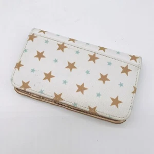Buxton White with Stars Thin Profile Wallet Card Holder ID Holder Slide Pockets - Picture 1 of 9