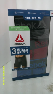 Reebok Mens Pro   Boxer Briefs 2XL Extended 7.5" Inseam 3-Pack. - Image 1 of 4