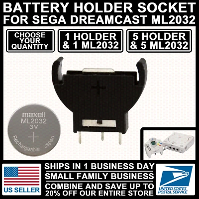 PCB Controller Board Port ML2032 Battery Holder for Clock For Sega Dreamcast Mod