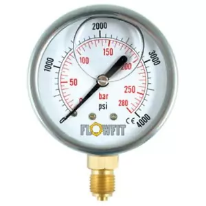 Manometro idrico riempito di glicerina 63 mm 0-600 psi (41 bar) 1/4" BSP BASE ingresso - Foto 1 di 4