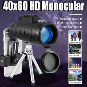 40X60 Zoom Optical HD Lens Monocular Telescope + Tripod + Clip for Cell Phone - Picture 1 of 24