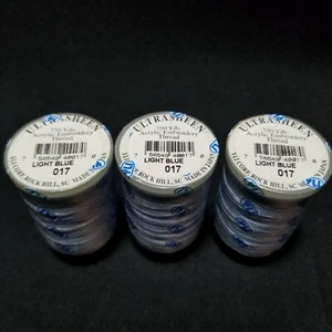 YLI Ultra Sheen 750yds Acrylic Machine Thread Light Blue 017 Lot Of 3 - Picture 1 of 3
