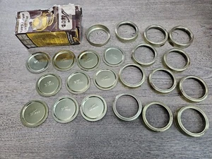 Vintage Kerr Regular Mason Caps And Lids Screw Bands Home Canning Jars 10 Lids - Picture 1 of 12