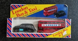 VINTAGE 1980s M. Persaud Ltd London Bus & Taxi Die Cast Set - Picture 1 of 7