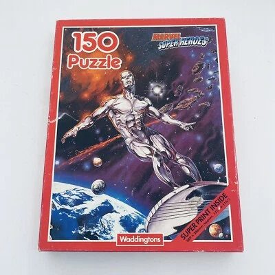 Vintage Marvel Superhero Puzzle Waddingtons 150 Piece Silver Surfer Collectible  - Image 1 of 4