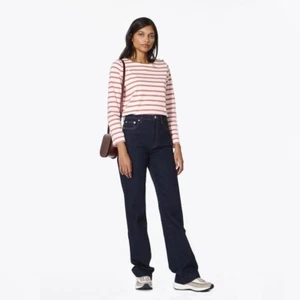 Camiseta Top APC Ally Rosa Blanco Rayas Algodón Jersey Cuello Barco Marinero, Talla - Imagen 1 de 10