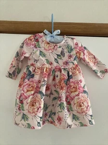 Origami Baby Girl Floral Dress Size 00 BNWOT Pink Butterfly Formal Winter - Picture 1 of 24
