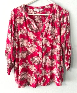Emily Daniels women's top rayon size: xl 3/4 tab sleeve split neck buttons - Picture 1 of 8