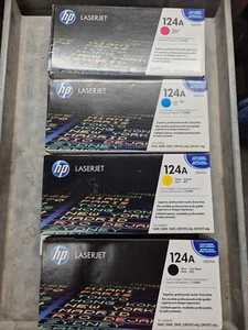 Neu Original HP 124A Schwarz Cyan Magenta Gelb Tonerkartusche Box - Bild 1 von 1