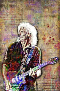 Brian May Of QUEEN 12x18 Zoll Poster Queen Tribute Brian May Kunst Versand USA - Bild 1 von 5