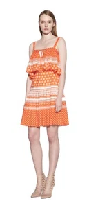 NEW AIJEK SIZE 2 4 PIAS TIE FRONT MINI DRESS ORANGE RED $269 REVOLVE - Bild 1 von 8