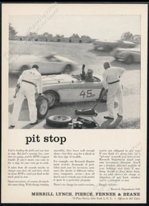 Foto de auto de carreras Austin Healey 100 1956 Merrill Lynch anuncio impreso vintage - Imagen 1 de 7