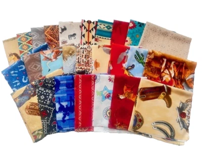 10" Pre-Cut Fabric Squares  - Southwest / Cowboy Prints - 40 Pieces - Image 1 of 4