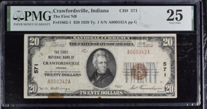 1929 Crawfordsville IN $20 National Note PMG 25 - Picture 1 of 2