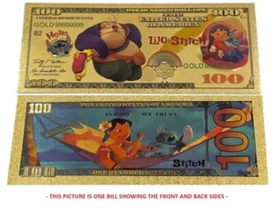 24k gold foil plated Disney Collectible Stitch "Hello" Banknote - Jumba - Picture 1 of 1
