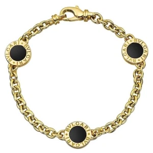 BULGARI BVLGARI 18K Yellow Gold Black Onyx Station Bracelet 18K Yellow Gold - Picture 1 of 2