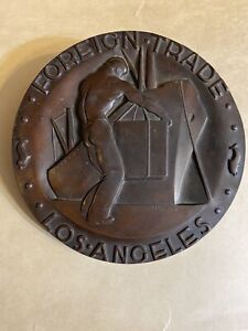 Vintage Antique Art Deco Bronze? Plaque Relief Industrial Los Angeles C. 1940s