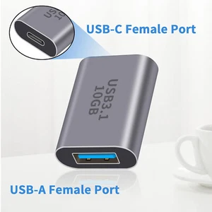 USB 3.1 A Female to USB Type C Female OTG Converter Adapter Fast Charging 10Gbps - Picture 1 of 8