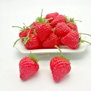 20x Red Artificial Strawberry Fake Fruit Mini Faux Food Party Kitchen Home Decor - Picture 1 of 24