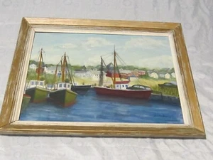 Oil Painting of Stonington, Connecticut Boat Harber - Picture 1 of 7