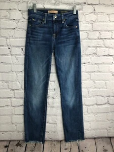 7 For All Mankind Jeans Women 24/0 Roxanne B(Air) Denim Medium Wash Low Rise Raw - Picture 1 of 15