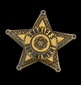 Vintage Enamel Sheriffs Dept Pin Small No Back Clasp Snowflake In Middle 1” - Picture 1 of 5