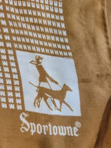 Vintage Seidentuch SPORTOWNE Made in Japan braun weiß kariert Logo Hund & Walker - Bild 1 von 8