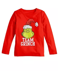 Boys Dr Seuss Team Grinch Christmas Graphic T-Shirt Sizes 6, 7 NEW - Picture 1 of 2