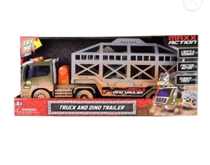 Maxx Action Realiztic 'Lights & Sounds' 1:16 TruckLong Hauler with Dinosaur - Picture 1 of 4