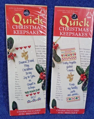 2 Quick Christmas Keepsakes  Holy Angels Joy Bookmark Cross Stitch Kits w/ Angel - Image 1 of 2