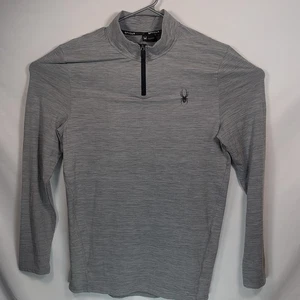 Spyder Active Pullover Mens XL 1/4 Zip Long Sleeve Gray Stretch - Picture 1 of 8