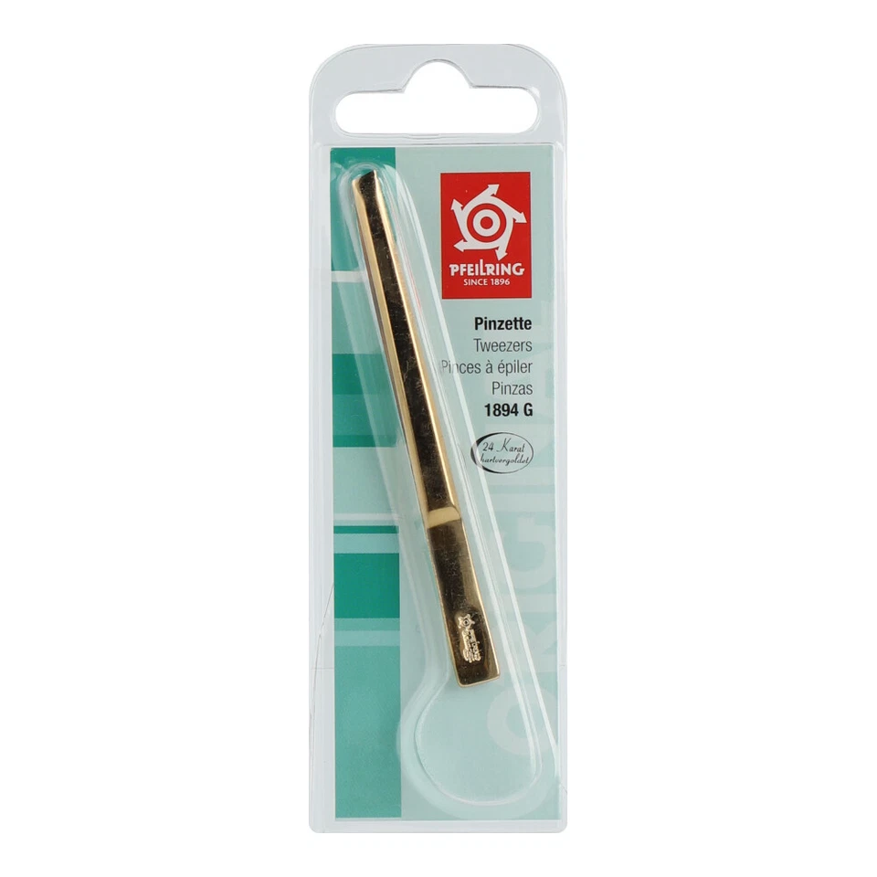 Pfeilring Pinzetten - Pinzette schräg, vergoldet 8 cm