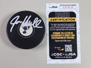Joe Mullen Signed St Louis Blues Logo Puck JSA COA HOF Penguins Flames Bruins - Picture 1 of 5