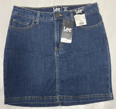 Lee 女式短裙 10M 码牛仔蓝色牛仔裙短迷你深水洗新品 — 第 1/4 张图片