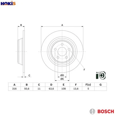 2x BRAKE DISC 0 986 479 E82 FOR2x BRAKE DISC 0 986 479 E82 FOR FORD  5202205 - Image 1 of 4